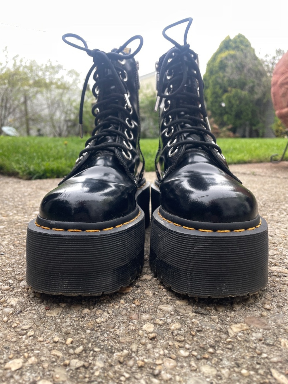 Dr. Martens Jadon Max Platform Boots Buttero Leather Size 8 Black